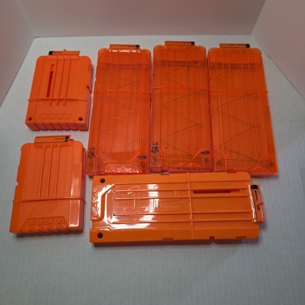 NERF Gun Magazine N-Strike Dart Clips  12 and 6 Shot Replacement Parts Lot of 6